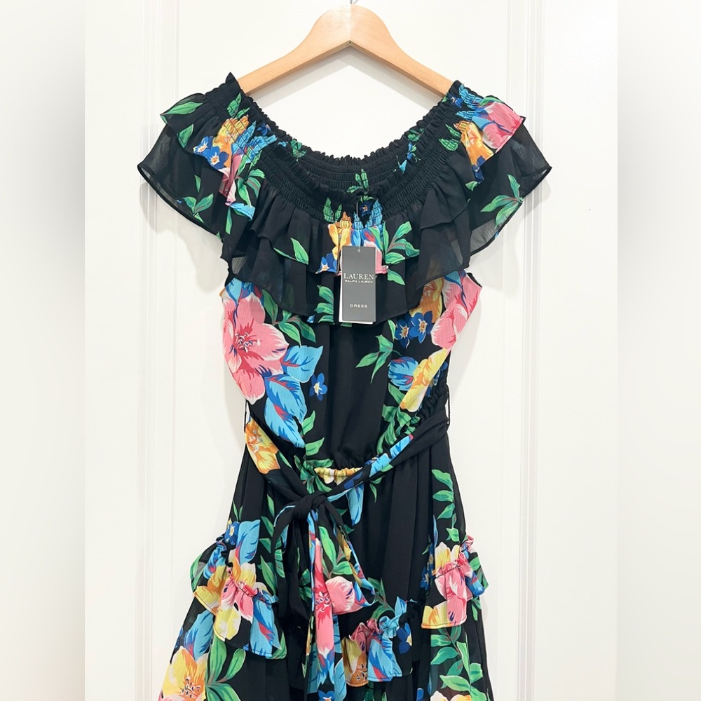 LAUREN RALPH LAUREN Floral Georgette Off THe Shoulder Dress - Picture 7 of 11